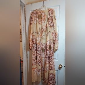 Yellow Sheer long Kimono women's size L